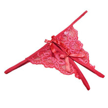 Load image into Gallery viewer, New women Open fork Transparency tanga bowknot Featured Strappy Sexy Panties tanga calcinha Lace Panties #YES
