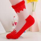 Load image into Gallery viewer, Women Lace Ruffle Ankle Sock Hot Sale Ultrathin Transparent Beautiful Crystal Lace Elastic Short Ankle Length BK Transparent