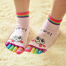 Load image into Gallery viewer, JECKSION 2016 New Hot Fashion One Pair Lady Women Girls Smile Five Fingers Print Trainer Toe Ankle clothesSocks