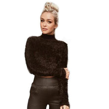 Load image into Gallery viewer, Women Sweater Long-sleeved High-necked Shirt Umbilical Bottomed Plush Top Blouse Female Fashion High Qaultiy #LSW