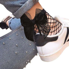 Load image into Gallery viewer, 2017 Fashion New Ruffle Fishnet Ankle High Socks Women Girl Pricness Mesh Lace Socks Bow Knot Fish Net Short Socks