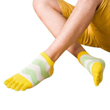 Load image into Gallery viewer, Patchwork color stripes socks Breathable Five Toe Cotton Socks Trainer Finger meias Cartoon styles wholesale Socks