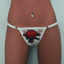 Load image into Gallery viewer, Sexy G-String Women Lace Floral Appliques Briefs Panties Thongs Lingerie Mid-Rise Underwear White Black Briefs female Intimates