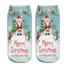Load image into Gallery viewer, 3D Printed Christmas Funny Socks Women Cute Unisex Low Cut Ankle Socks Multicolor Santa Claus Printed calcetines divertidos
