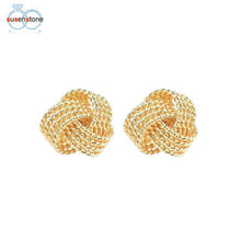 Load image into Gallery viewer, SUSENSTONE Earrings Net knot ring earrings Simple Fashion Ball Slide Silver Plated Ear Stud Earrings Women Jewelry
