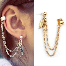Load image into Gallery viewer, SUSENSTONE Fashion Punk Personality Clip Tassel leaf Charm Metal Ear Clip Stud Earring