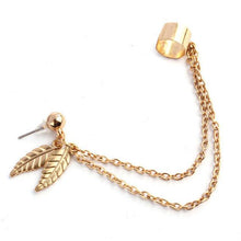 Load image into Gallery viewer, SUSENSTONE Fashion Punk Personality Clip Tassel leaf Charm Metal Ear Clip Stud Earring