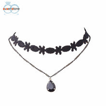Load image into Gallery viewer, SUSENSTONE Lace Tassel Necklace Women's Fashion Black Chain Pendant Choker Bib Collar Necklaces
