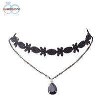 Load image into Gallery viewer, SUSENSTONE Lace Tassel Necklace Women's Fashion Black Chain Pendant Choker Bib Collar Necklaces