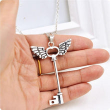 Load image into Gallery viewer, 2016 new arrival women necklace girl Angel wings Key Friendship Pendant Long Chain Silver Necklace Jewelry vintage chain kolye