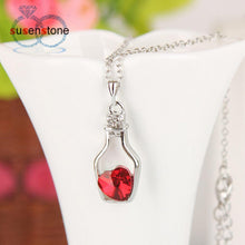 Load image into Gallery viewer, Creative Women Fashion Popular Style Necklace Ladies Love Drift Bottles Blue Heart Crystal Pendant Collares Mujer for girl