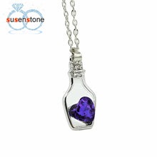 Load image into Gallery viewer, Creative Women Fashion Popular Style Necklace Ladies Love Drift Bottles Blue Heart Crystal Pendant Collares Mujer for girl