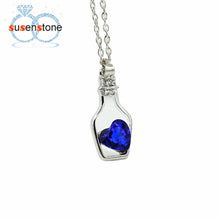 Load image into Gallery viewer, Creative Women Fashion Popular Style Necklace Ladies Love Drift Bottles Blue Heart Crystal Pendant Collares Mujer for girl