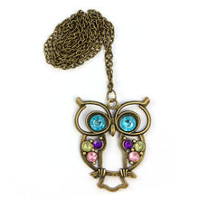 Load image into Gallery viewer, Owl Necklace Sweater Link Chain Choker Gold Rhinestone Crystal Cubic Zirconia Pendant Statement Charm Women Fashion Jewelry 25