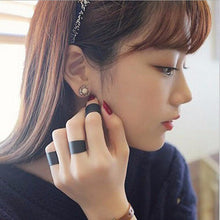 Load image into Gallery viewer, New 2017 Womens Trendy Punk Cool Black Metal 3Pcs Simple Knuckle Rings Set Black simple open three piece sleeve ring