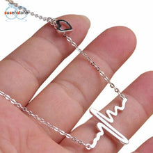Load image into Gallery viewer, SUSENSTONE New Women EKG Necklace Heartbeat Rhythm with Love Heart Shaped