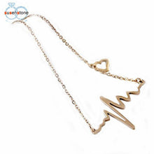 Load image into Gallery viewer, SUSENSTONE New Women EKG Necklace Heartbeat Rhythm with Love Heart Shaped