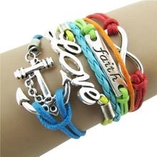 Load image into Gallery viewer, 2016 new Colorful Infinity Friendship Love Anchor Leather Charm Bracelet DIY
