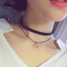 Load image into Gallery viewer, SUSENSTONE Triangle Geometric Pendant Necklaces Sexy Black Charm Bohemia Necklace for Women Leather Choker Necklace