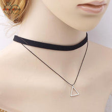 Load image into Gallery viewer, SUSENSTONE Triangle Geometric Pendant Necklaces Sexy Black Charm Bohemia Necklace for Women Leather Choker Necklace