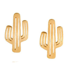 Load image into Gallery viewer, SUSENSTONE  1 Pair Ear Stud Alloy brushed hollow cactus earrings gold / silver / rose gold  female friends girls and collectors