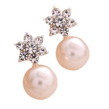 Load image into Gallery viewer, Women Charm Jewelry Pair Snowflake Crystal Stud Earring Women Elegant Crystal Rhinestone Pearl Ear Stud Earrings #30