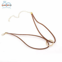 Load image into Gallery viewer, SUSENSTONE New Leather Choker Charm Necklace Vintage Hippy Chocker Leather Necklace