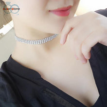 Load image into Gallery viewer, SUSENSTONE Women Full Crystal Rhinestone Choker Necklace Wedding Jewelry