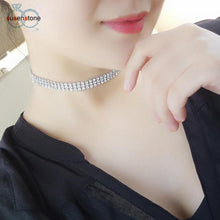 Load image into Gallery viewer, SUSENSTONE Women Full Crystal Rhinestone Choker Necklace Wedding Jewelry
