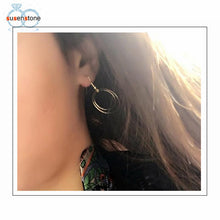 Load image into Gallery viewer, SUSENSTONE Minimalist Personality Geometry Double Circle Earrings Drop Earrings