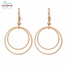 Load image into Gallery viewer, SUSENSTONE Minimalist Personality Geometry Double Circle Earrings Drop Earrings