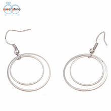 Load image into Gallery viewer, SUSENSTONE Minimalist Personality Geometry Double Circle Earrings Drop Earrings
