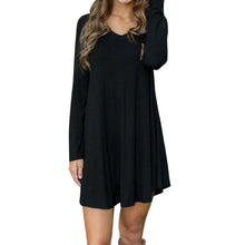 Load image into Gallery viewer, Autumn Winter New Brand MOKINGTOP Women Dress Casual Long Sleeve Evening Party Short Cotton Linen Midi Dresses#LSN
