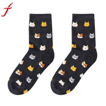 Load image into Gallery viewer, Feitong 1 Pair Funny Socks Cute long happy Socks Women Girl Casual Comfortable Character Print Cotton Cat Socks calcetines mujer