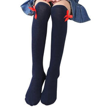 Load image into Gallery viewer, One Pair 40cm Girls Bowknot Cute Kid Children Leg Warmers Cotton Stockings Stretchy thigh high Autumn wear Warm Cotton Stocking