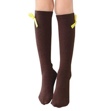 Load image into Gallery viewer, One Pair 40cm Girls Bowknot Cute Kid Children Leg Warmers Cotton Stockings Stretchy thigh high Autumn wear Warm Cotton Stocking
