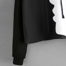 Load image into Gallery viewer, Women Ladies Sweatshirt Hooded Long Sleeve Crop Patchwork Blouse Pullover Tops