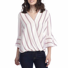 Load image into Gallery viewer, Womens Sexy Ladies Casual Striped Shirt Three Quarter Sleeve Top Tank Blouse