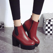 Load image into Gallery viewer, Women Boots Square Heel Platforms Leather Thigh High Pump Boots  Shoes