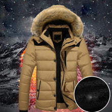 Load image into Gallery viewer, Men Outdoor Warm Winter Thick Jacket Plus Fur Hooded Coat Jacket