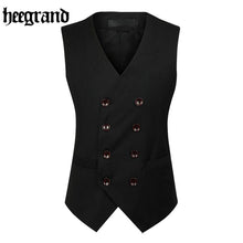 Load image into Gallery viewer, 2018 New Fashion Double Breasted Slim Chaleco Sleeveless Cotton Waistcoat Suit Vest Male Dress Vest MWB218