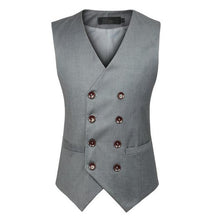 Load image into Gallery viewer, 2018 New Fashion Double Breasted Slim Chaleco Sleeveless Cotton Waistcoat Suit Vest Male Dress Vest MWB218
