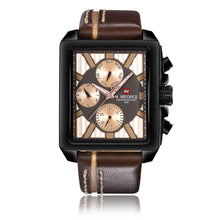 Load image into Gallery viewer, NAVIFORCE Luxury Genuine Leather Quartz Men Watch Square Dial 3ATM Water-Proof Man Casual Wristwatch with Sub-dials + Box