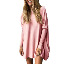 Load image into Gallery viewer, Autumn Women Loose Blouse Solid O-Neck Batwing Long Sleeves Casual Soft Top Pullover