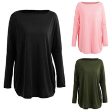 Load image into Gallery viewer, Autumn Women Loose Blouse Solid O-Neck Batwing Long Sleeves Casual Soft Top Pullover
