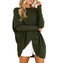 Load image into Gallery viewer, Autumn Women Loose Blouse Solid O-Neck Batwing Long Sleeves Casual Soft Top Pullover